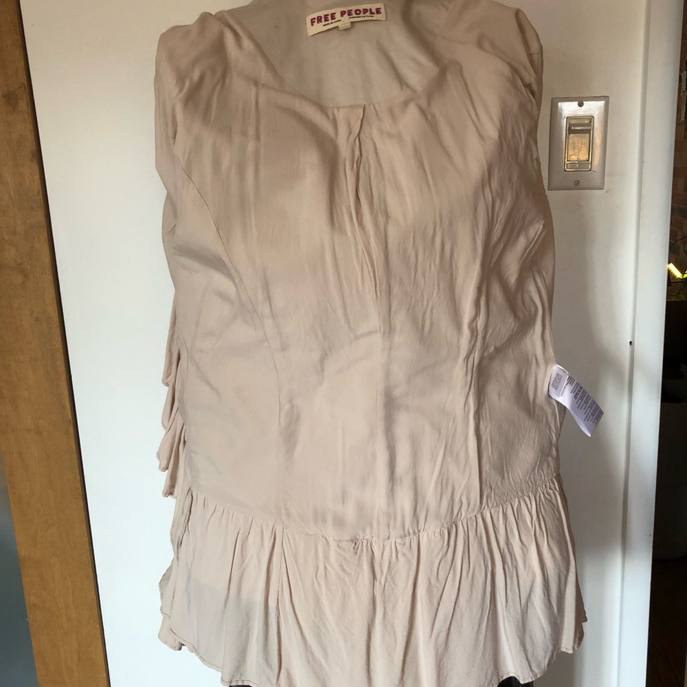 Free People Cream Ruffle-Front Button Blazer - Picture 12 of 13